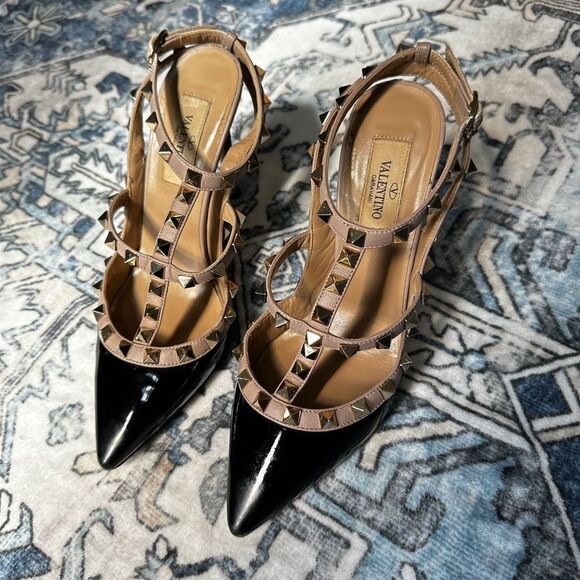 Pre-loved VALENTINO GARAVANI Patent Leather Rockstud Ankle Strap Pumps Size 36 - Picture 5 of 17
